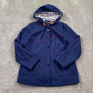 Talbots Navy Hooded Jacket with Striped Lining Size S